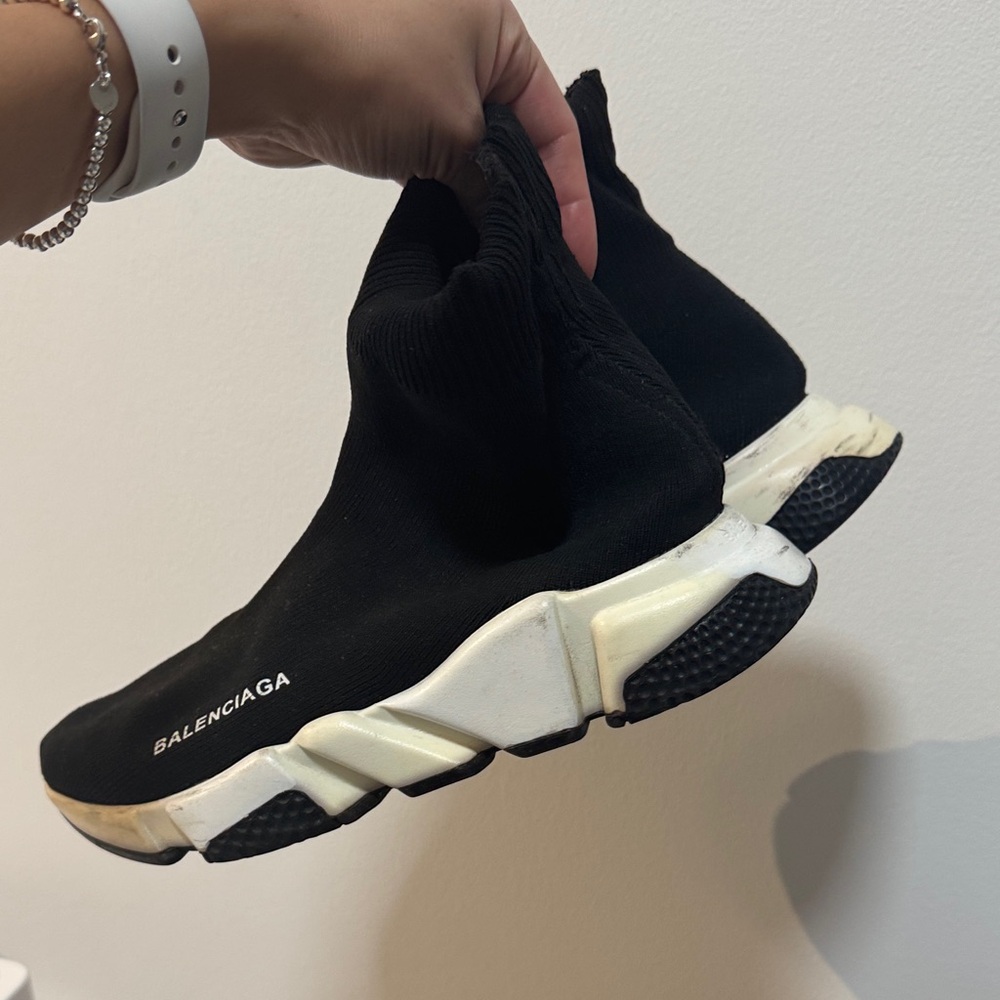 Balenciaga Black and White Sock Sneakers - Picture 2 of 4